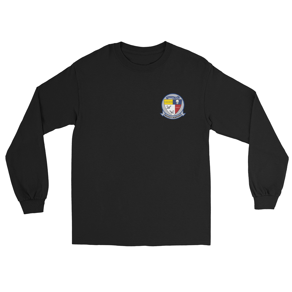 VF/VFA-2 Bounty Hunters Squadron Crest Long Sleeve T-Shirt – front view, black