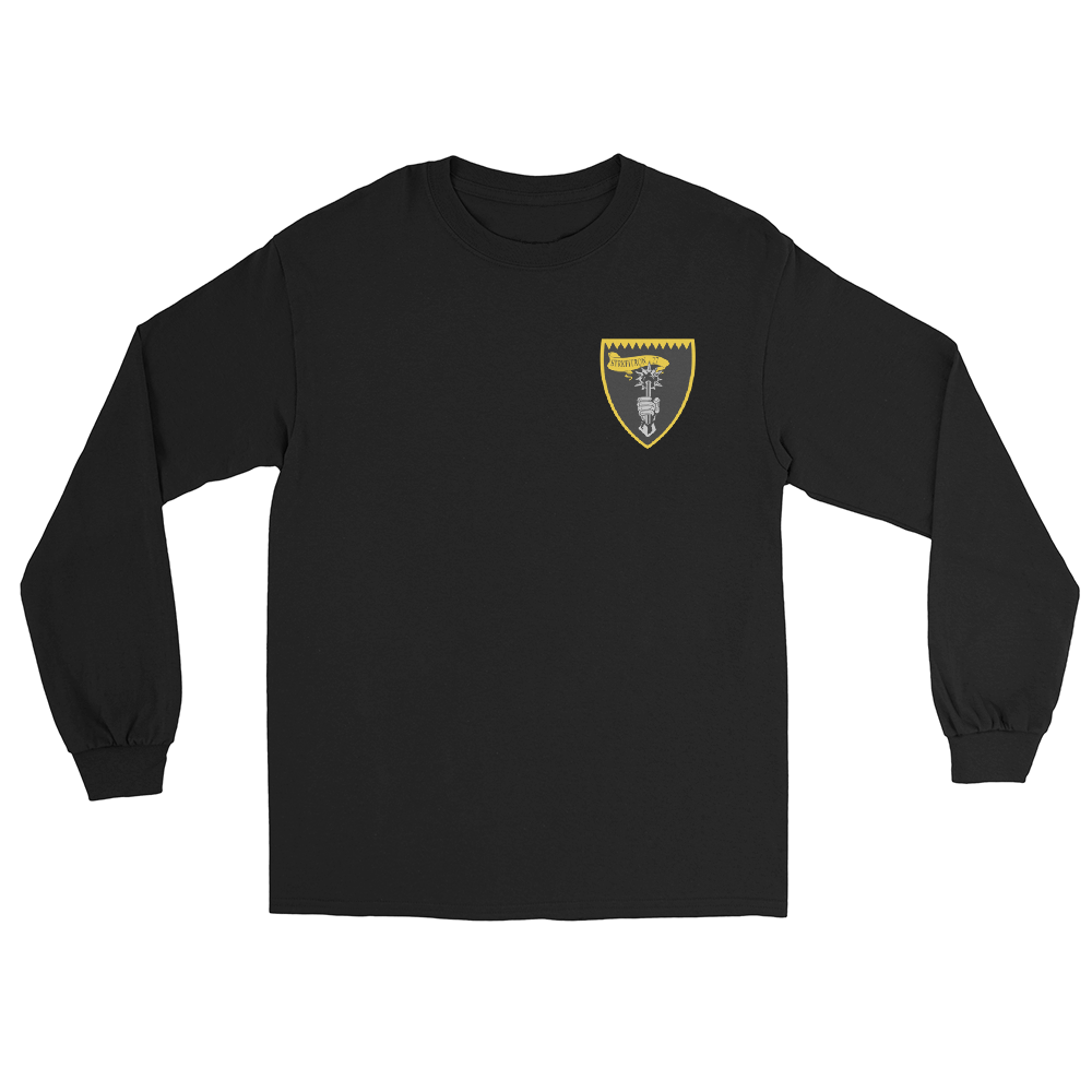 VFA-27 Royal Maces Squadron Crest Long Sleeve T-Shirt – front view, black