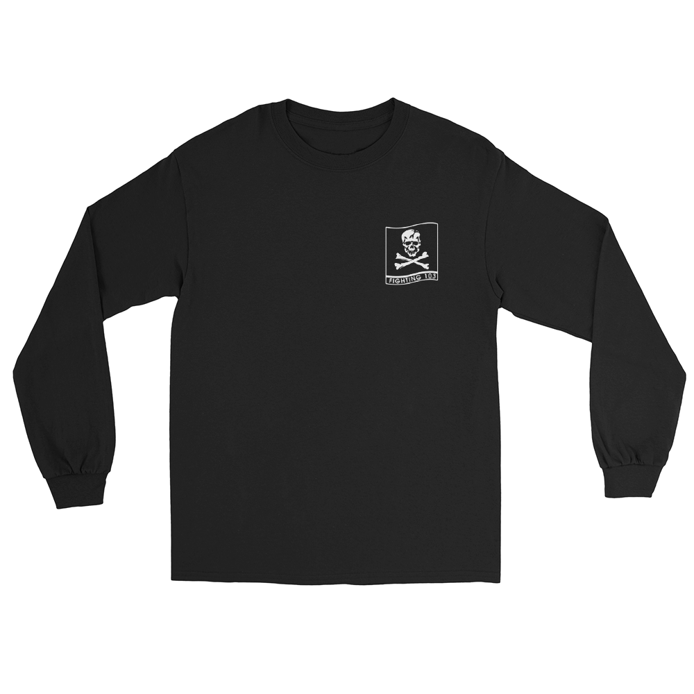 VF/VFA-103 Jolly Rogers Squadron Crest Long Sleeve T-Shirt – front view, black