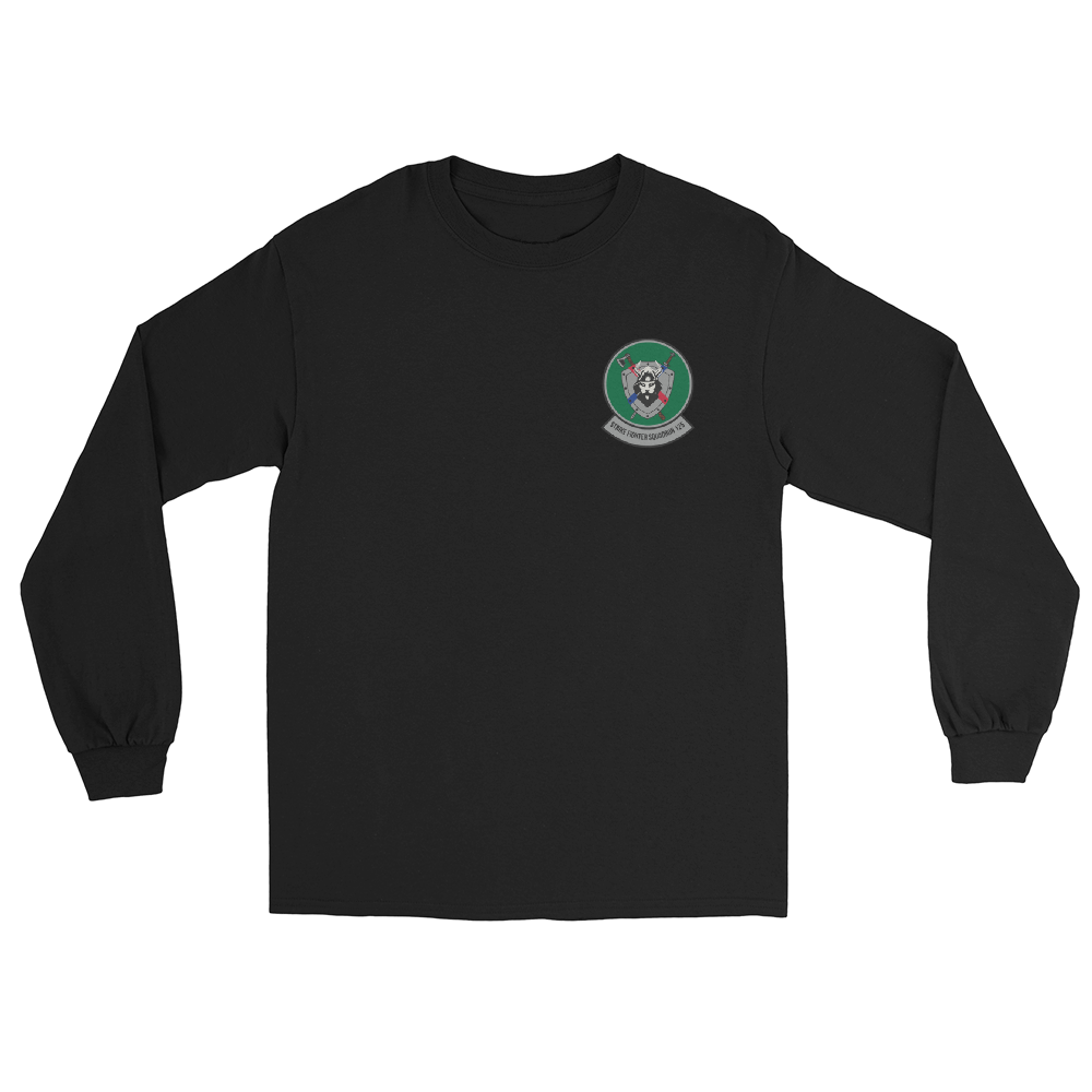 VFA-125 Rough Raiders Squadron Crest Long Sleeve T-Shirt – front view, black