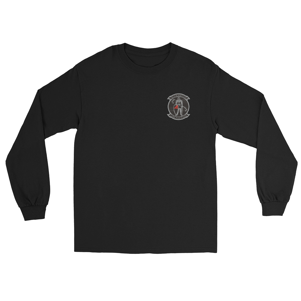 VFA-154 Black Knights Squadron Crest Long Sleeve T-Shirt – front view, black