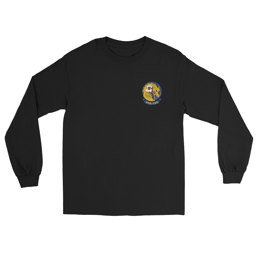 VFA-192 World Famous Golden Dragons Squadron Crest Long Sleeve T-Shirt – front view, black