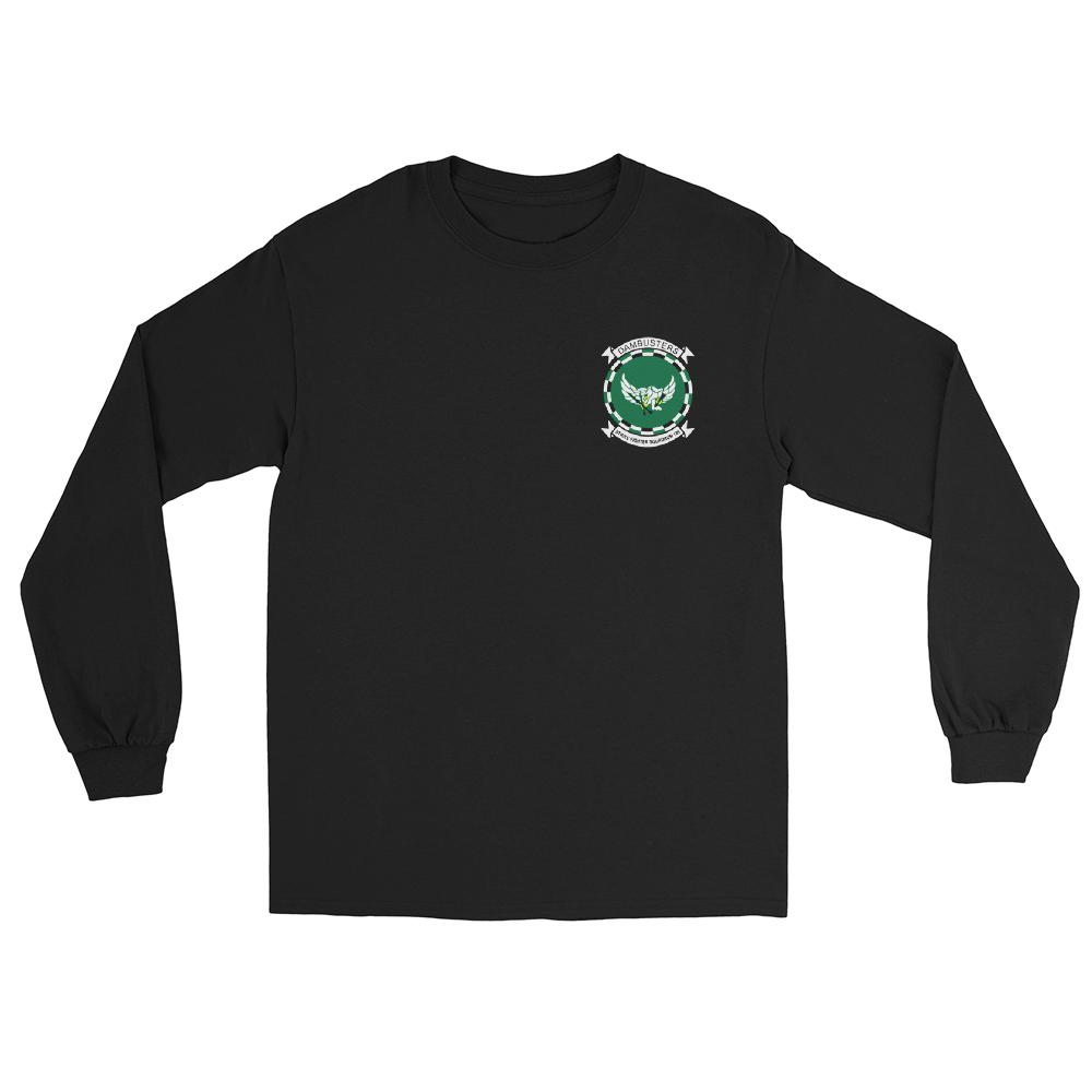VFA-195 Dambusters Squadron Crest Long Sleeve T-Shirt – front view, black