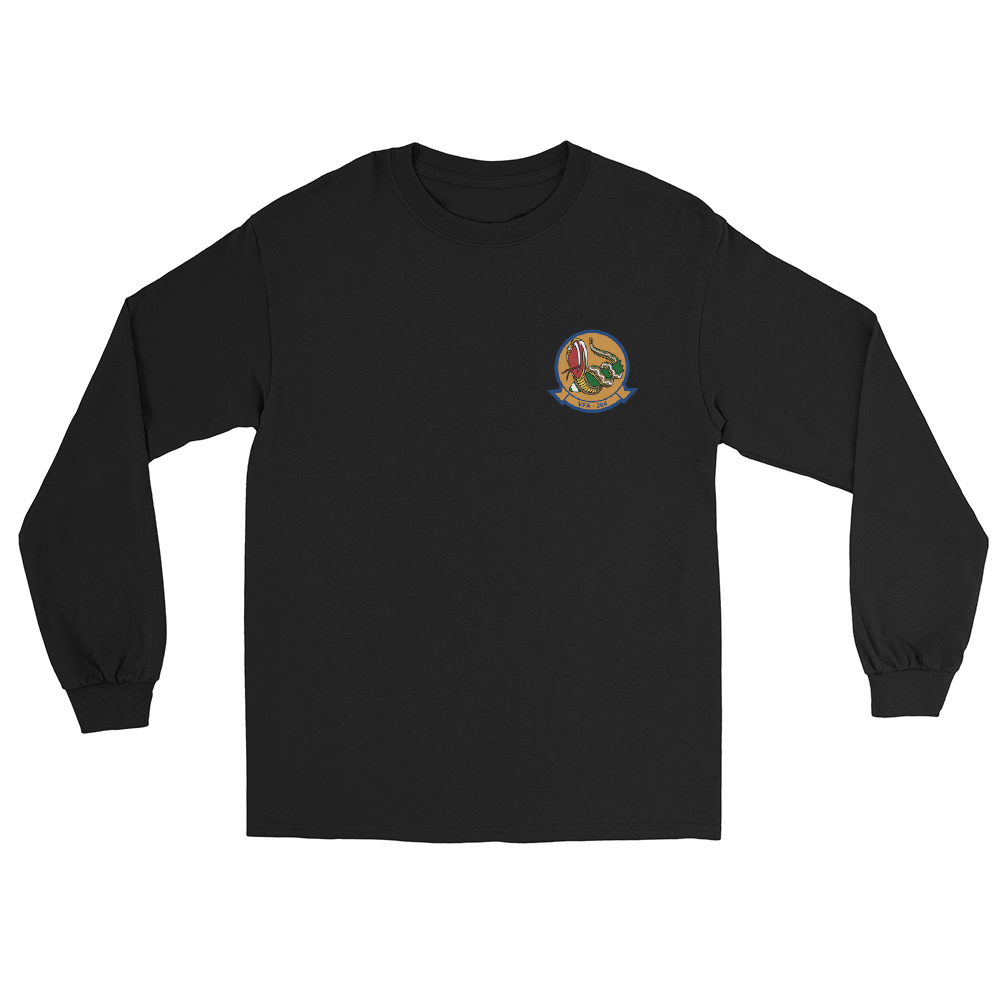 VFA-204 River Rattlers Squadron Crest Long Sleeve T-Shirt – front view, black