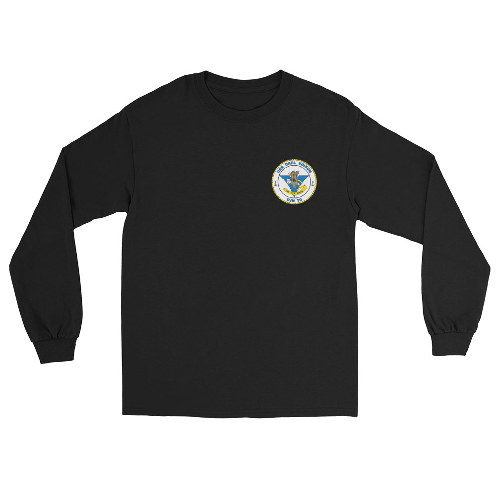 USS Carl Vinson (CVN-70) Ship's Crest Long Sleeve Shirt – front view, black