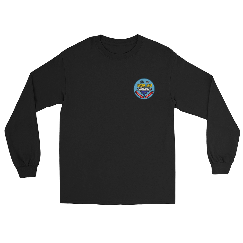 USS Coral Sea (CVA-43) Ship's Crest Long Sleeve Shirt – front view, black