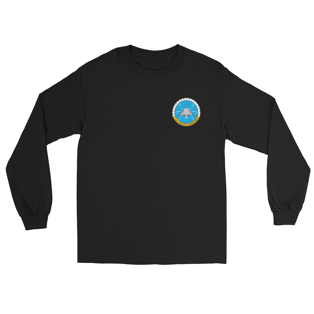 USS Dwight D. Eisenhower (CVN-69) Ship's Crest Long Sleeve T-Shirt – front view, black