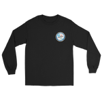 USS Enterprise (CVN-65) Ship's Crest Long Sleeve T-Shirt – front view, black