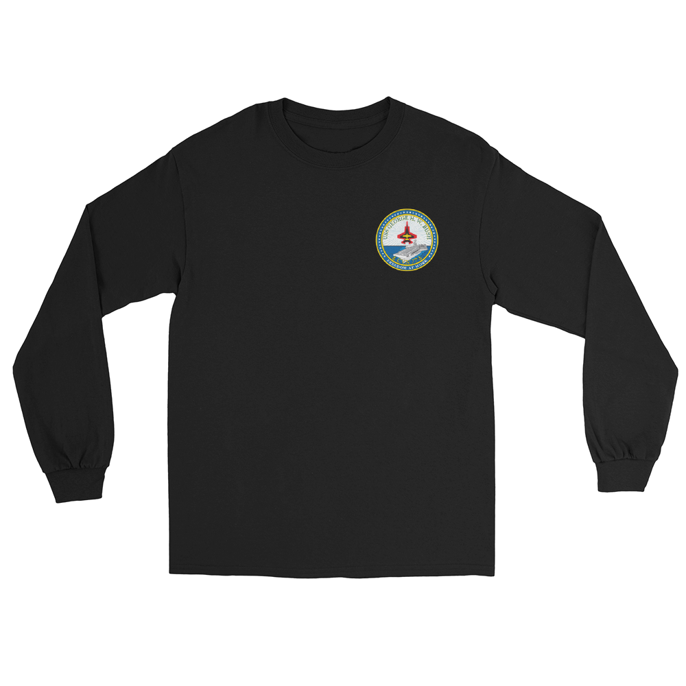 USS George H.W. Bush (CVN-77) Ship's Crest Long Sleeve T-Shirt – front view, black