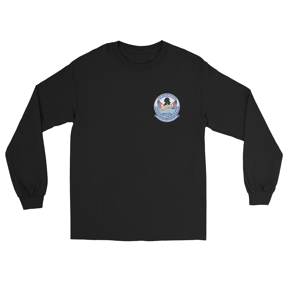 USS George Washington (CVN-73) Ship's Crest Long Sleeve Shirt – front view, black
