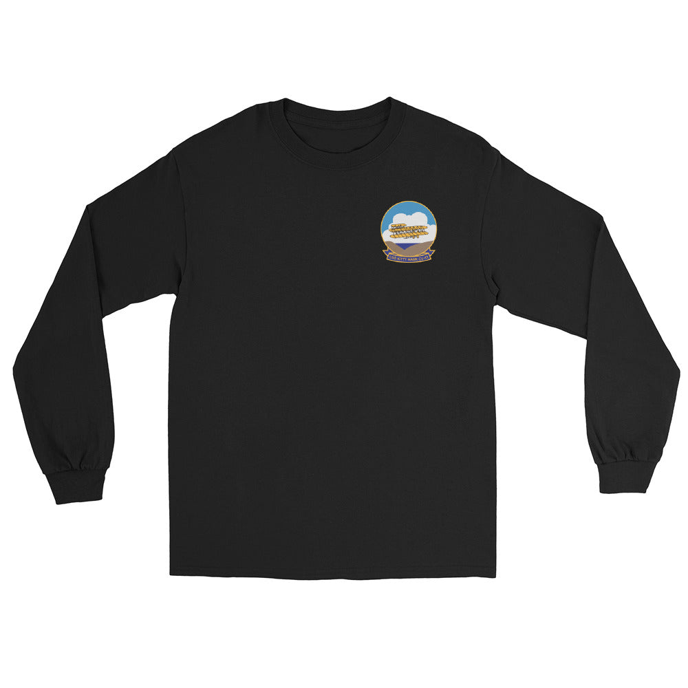 USS Kitty Hawk (CV-63) 1987 Long Sleeve Cruise Shirt – front view, black