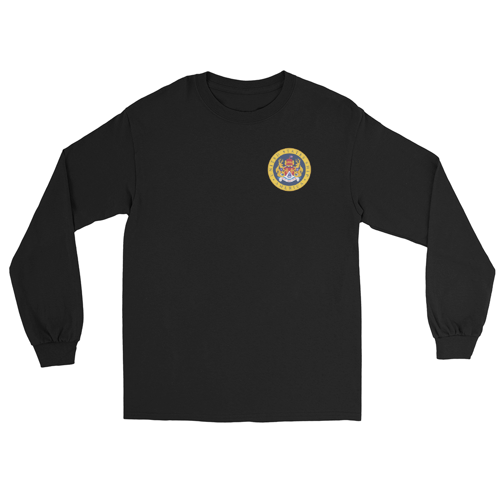 USS America (CVA-66) 1967 Long sleeve Cruise Shirt – front view, black