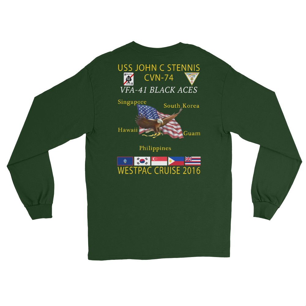 VFA-41 Black Aces 2016 Long Sleeve Cruise T-Shirt – back view, forest