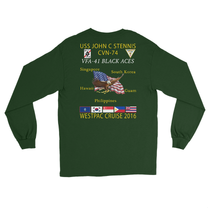 VFA-41 Black Aces 2016 Long Sleeve Cruise T-Shirt – back view, forest