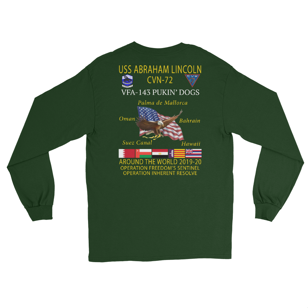 VFA-143 Pukin' Dogs 2019-20 Long Sleeve Cruise T-Shirt – back view, forest