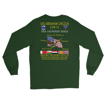 VFA-143 Pukin' Dogs 2019-20 Long Sleeve Cruise T-Shirt – back view, forest