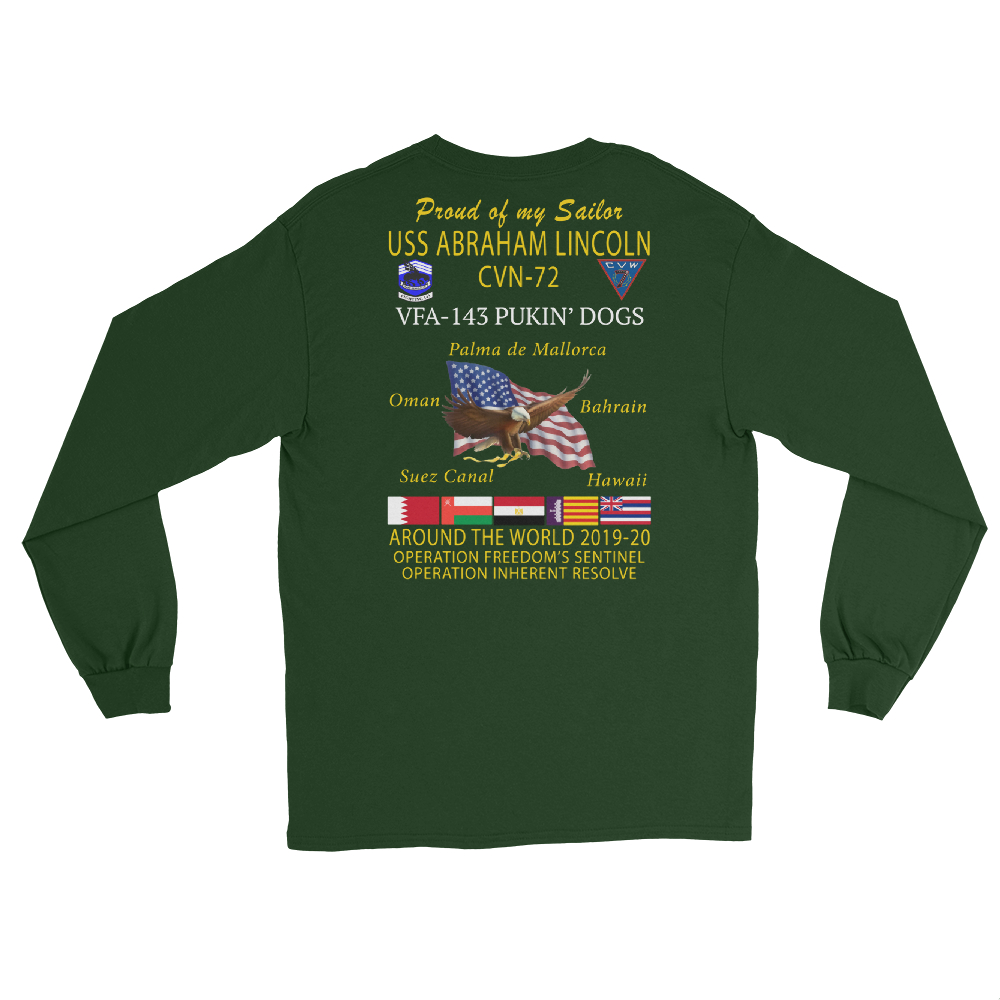 VFA-143 Pukin' Dogs 2019-20 Long Sleeve Cruise T-Shirt - Family – back view, forest