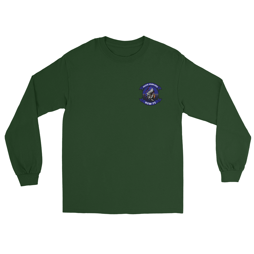 HSM-72 Proud Warriors Squadron Crest Long Sleeve T-Shirt – front view, forest