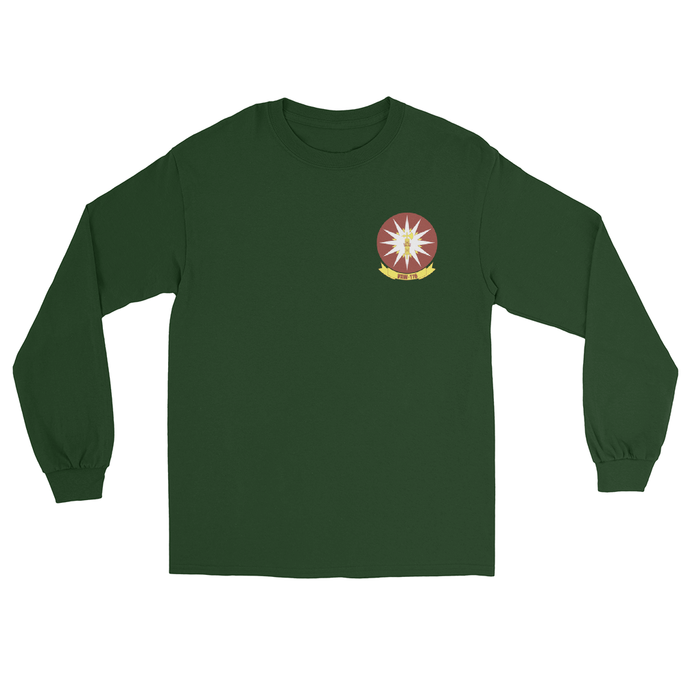 VAW-116 Sun Kings Squadron Crest Long Sleeve T-Shirt – front view, forest