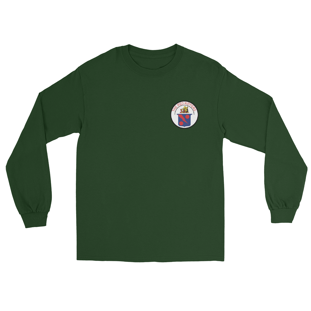 VF/VFA-11 Red Rippers Squadron Crest Long Sleeve T-Shirt – front view, forest