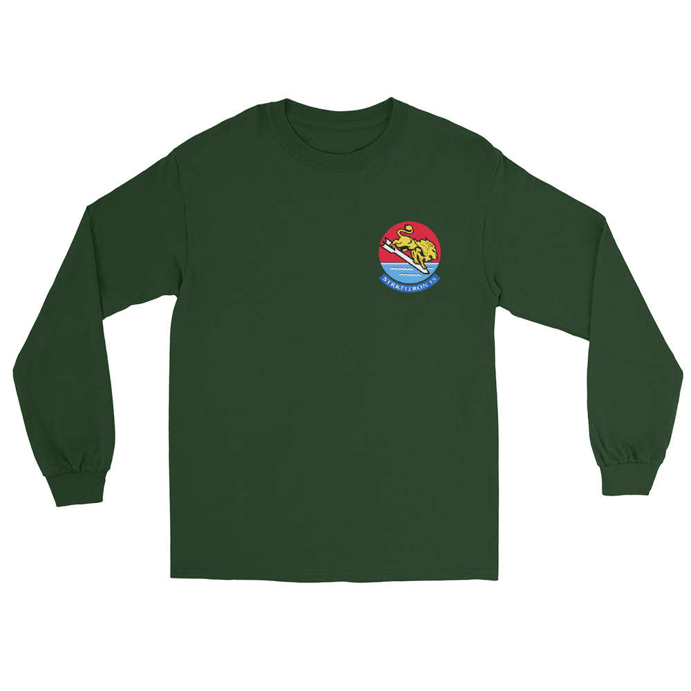 VFA-15 Valions Squadron Crest Long Sleeve T-Shirt – front view, forest