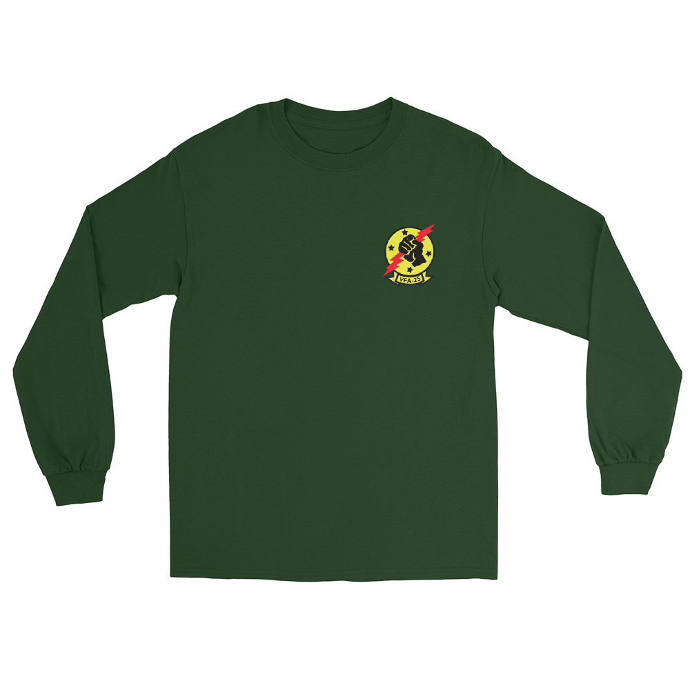 VFA-25 Fist of the Fleet Squadron Crest Long Sleeve T-Shirt – front view, forest