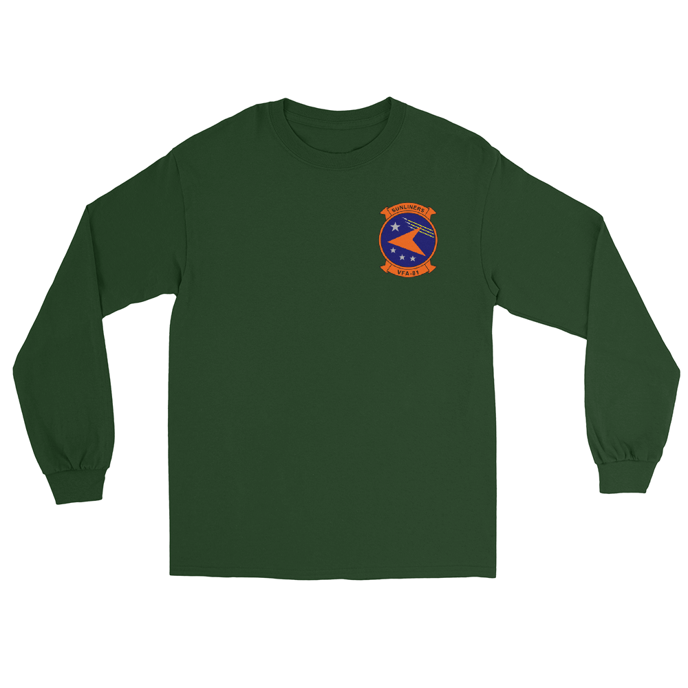 VFA-81 Sunliners Squadron Crest Long Sleeve T-Shirt – front view, forest