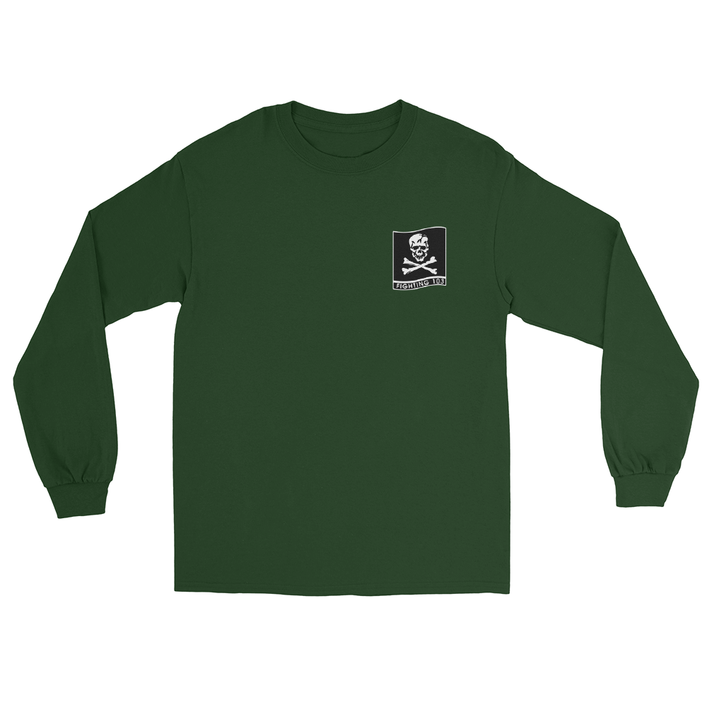 VF/VFA-103 Jolly Rogers Squadron Crest Long Sleeve T-Shirt – front view, forest