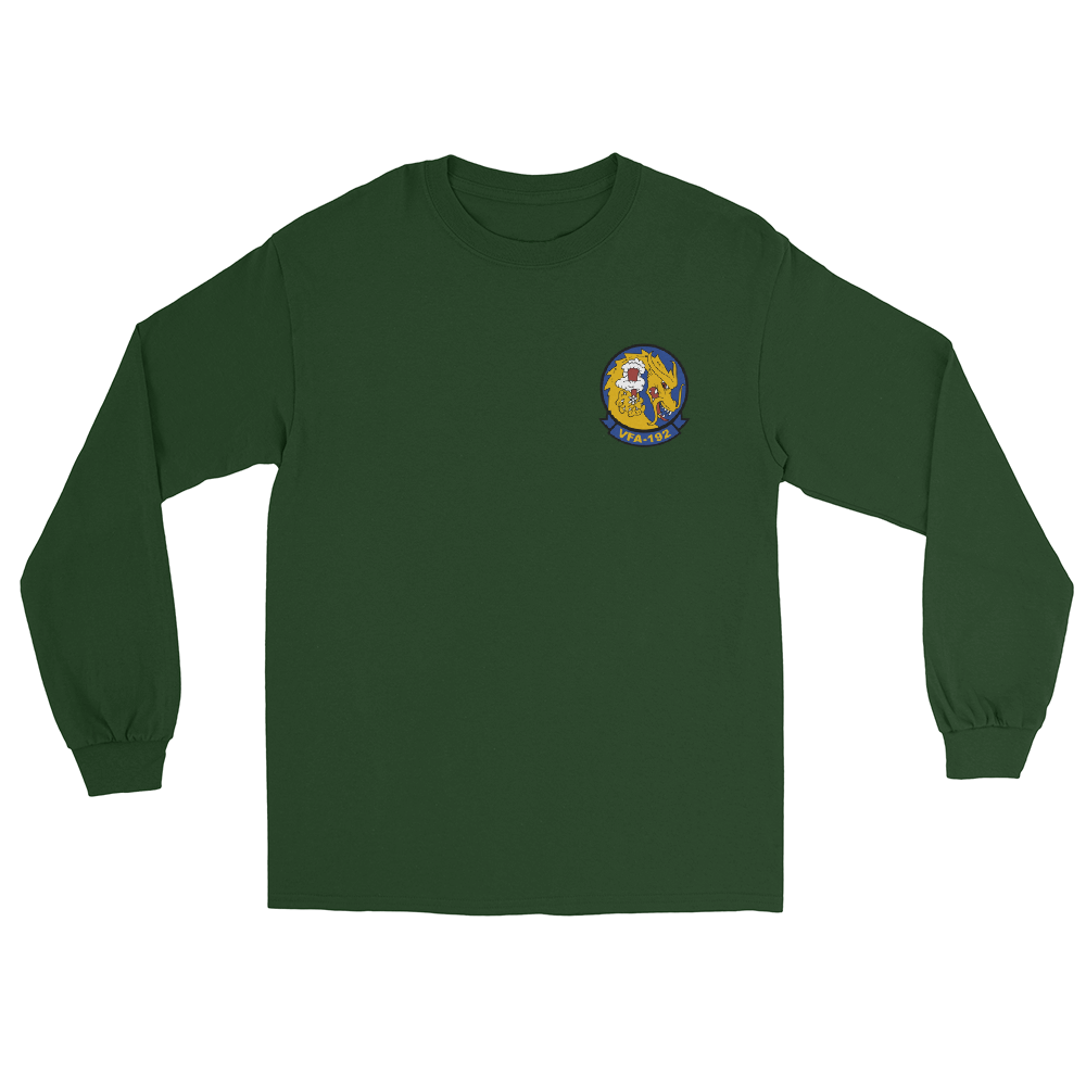 VFA-192 World Famous Golden Dragons Squadron Crest Long Sleeve T-Shirt – front view, forest