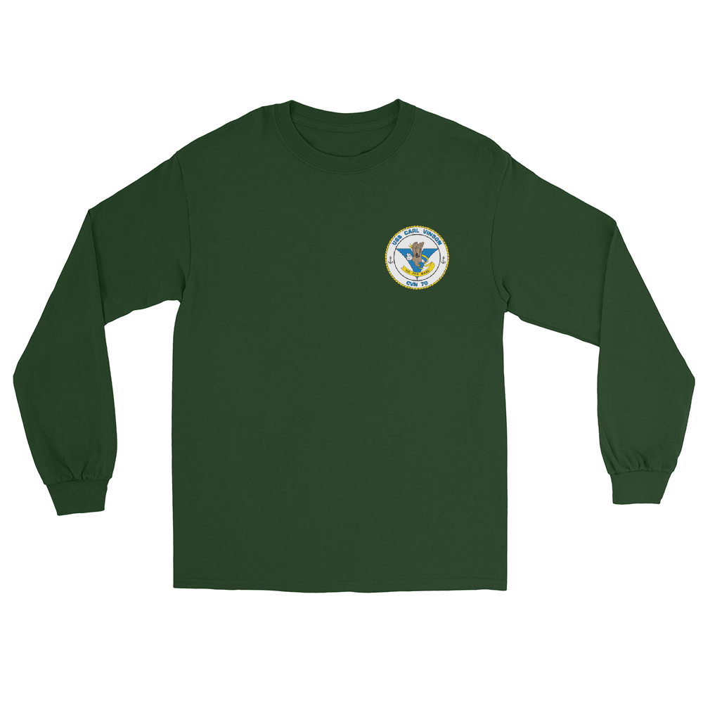 USS Carl Vinson (CVN-70) Ship's Crest Long Sleeve Shirt – front view, forest