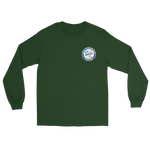 USS Enterprise (CVN-65) Ship's Crest Long Sleeve T-Shirt – front view, forest