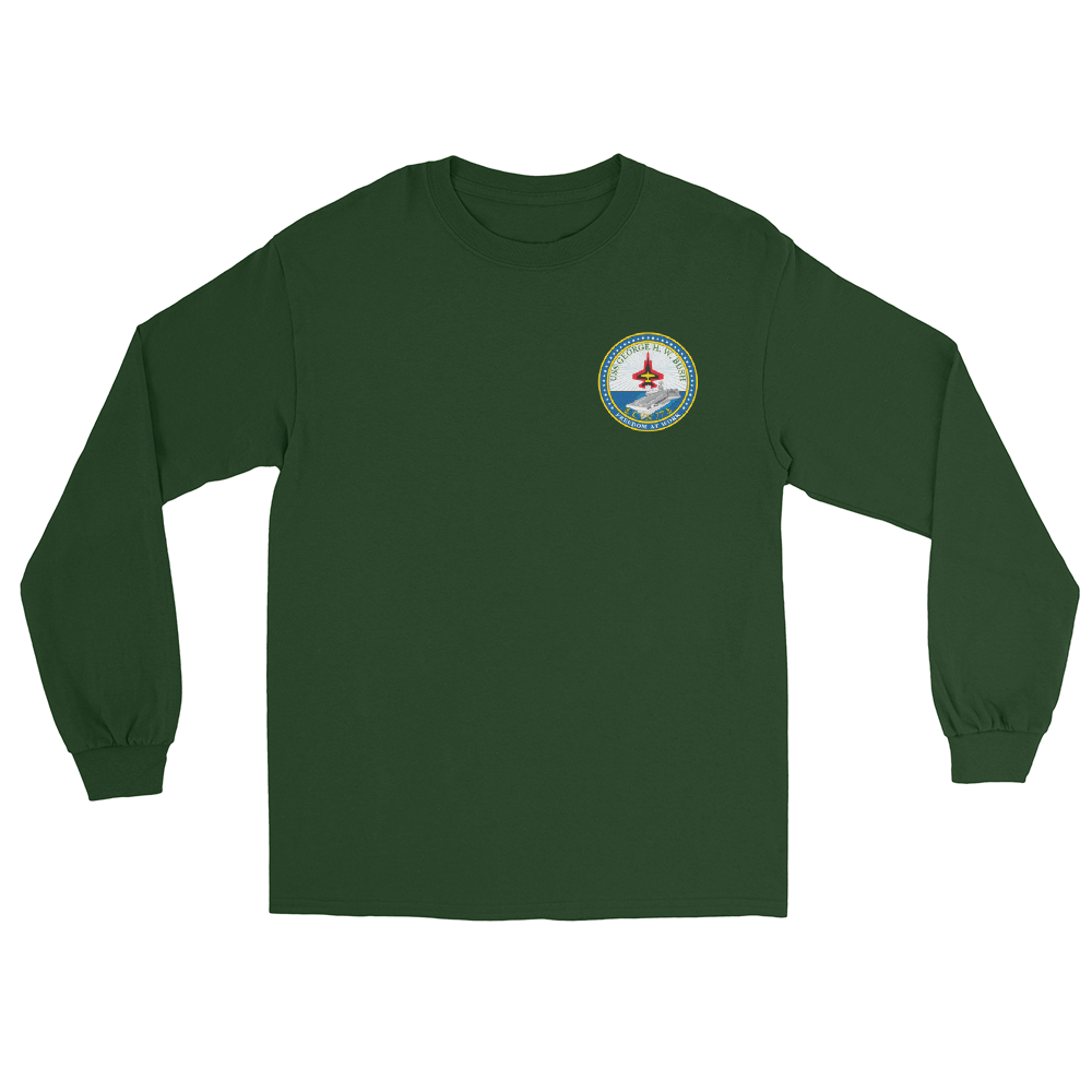 USS George H.W. Bush (CVN-77) Ship's Crest Long Sleeve T-Shirt – front view, forest