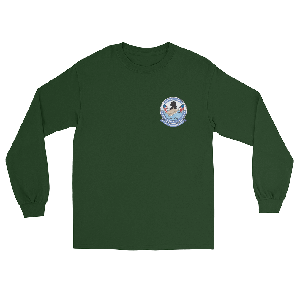USS George Washington (CVN-73) Ship's Crest Long Sleeve Shirt – front view, forest