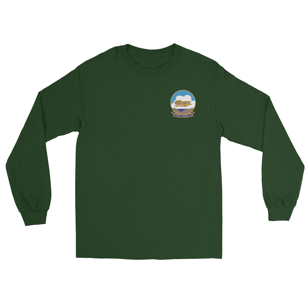 USS Kitty Hawk (CV-63) 1987 Long Sleeve Cruise Shirt – front view, forest