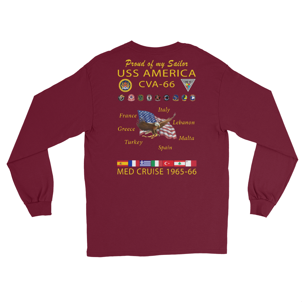 USS America (CVA-66) 1965-66 Long Sleeve Cruise Shirt - FAMILY