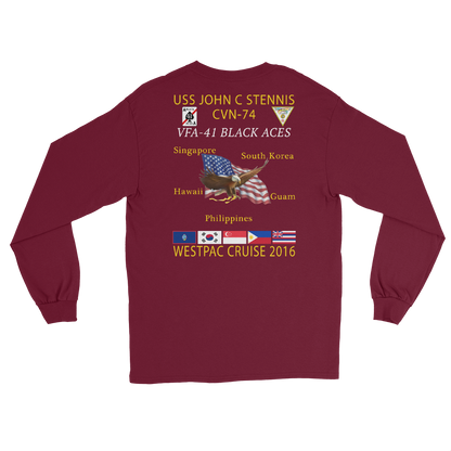 VFA-41 Black Aces 2016 Long Sleeve Cruise T-Shirt – back view, maroon