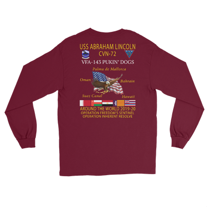VFA-143 Pukin' Dogs 2019-20 Long Sleeve Cruise T-Shirt – back view, maroon