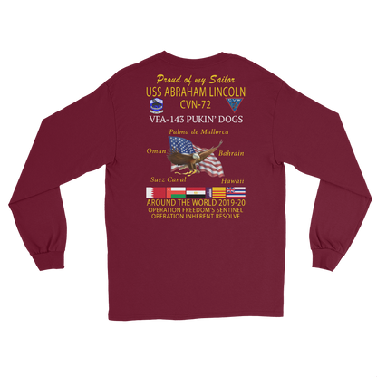 VFA-143 Pukin' Dogs 2019-20 Long Sleeve Cruise T-Shirt - Family – back view, maroon