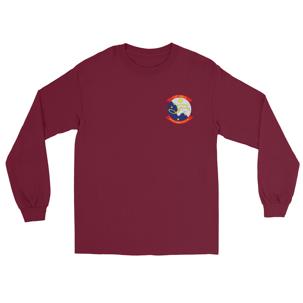 HSC-2 Fleet Angels Squadron Crest Long Sleeve T-Shirt – front view, maroon