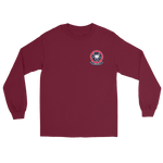 HSC-28 Dragon Whales Squadron Crest Long Sleeve T-Shirt – front view, maroon