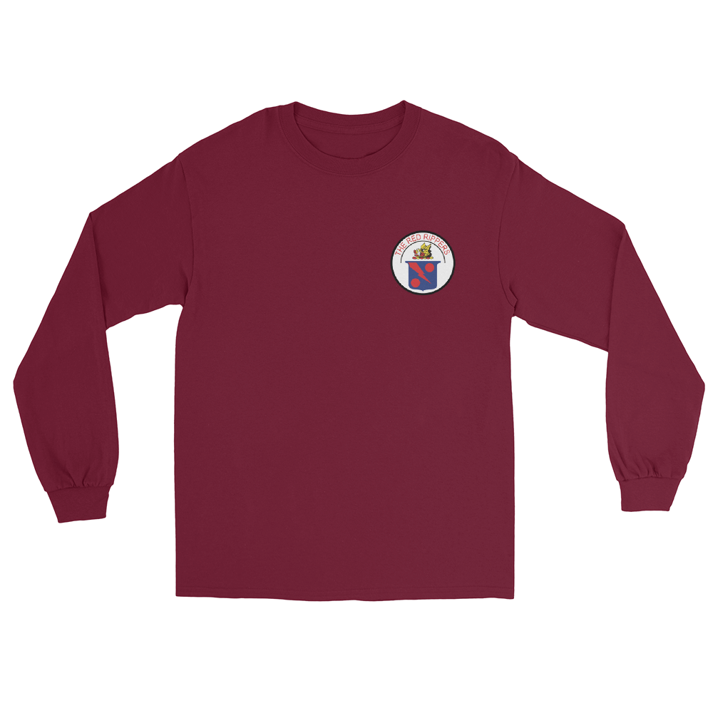 VF/VFA-11 Red Rippers Squadron Crest Long Sleeve T-Shirt – front view, maroon