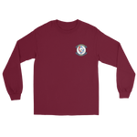 VFA-34 Blue Blasters Squadron Crest Long Sleeve T-Shirt – front view, maroon