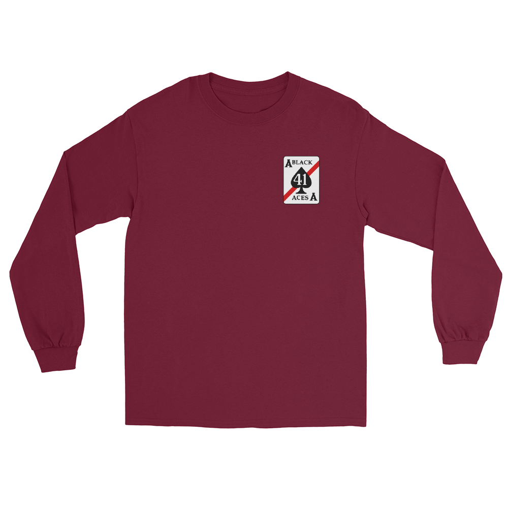 VFA-41 Black Aces 2016 Long Sleeve Cruise T-Shirt – front view, maroon