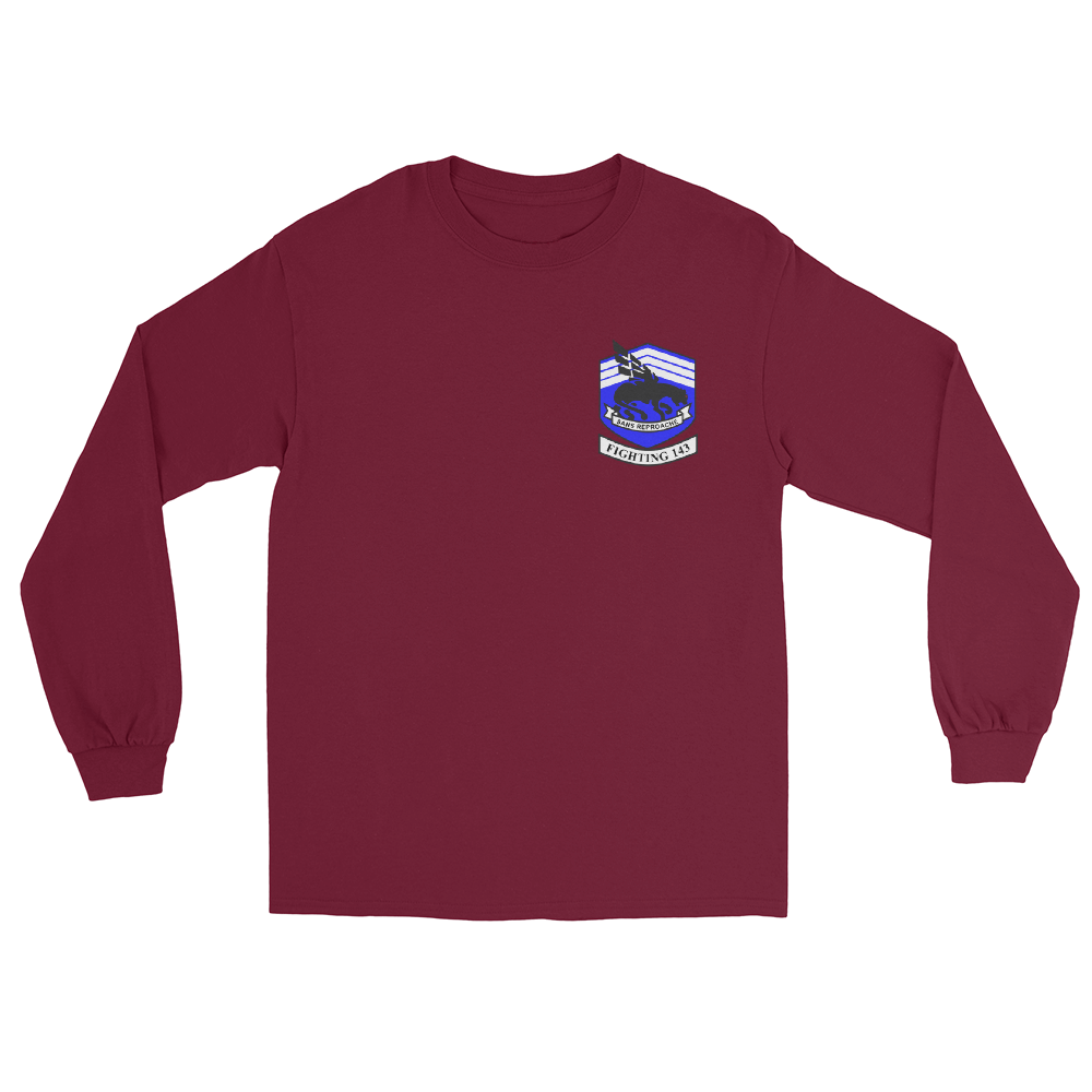 VFA-143 Pukin' Dogs 2019-20 Long Sleeve Cruise T-Shirt – front view, maroon