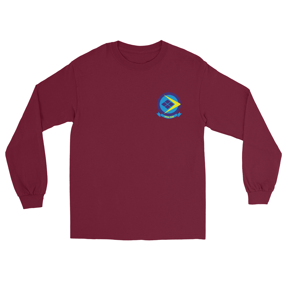 VFA-146 Blue Diamonds Squadron Crest Long Sleeve T-Shirt – front view, maroon