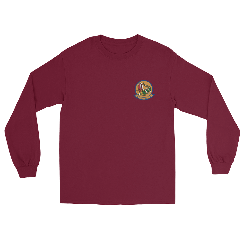 VFA-204 River Rattlers Squadron Crest Long Sleeve T-Shirt – front view, maroon