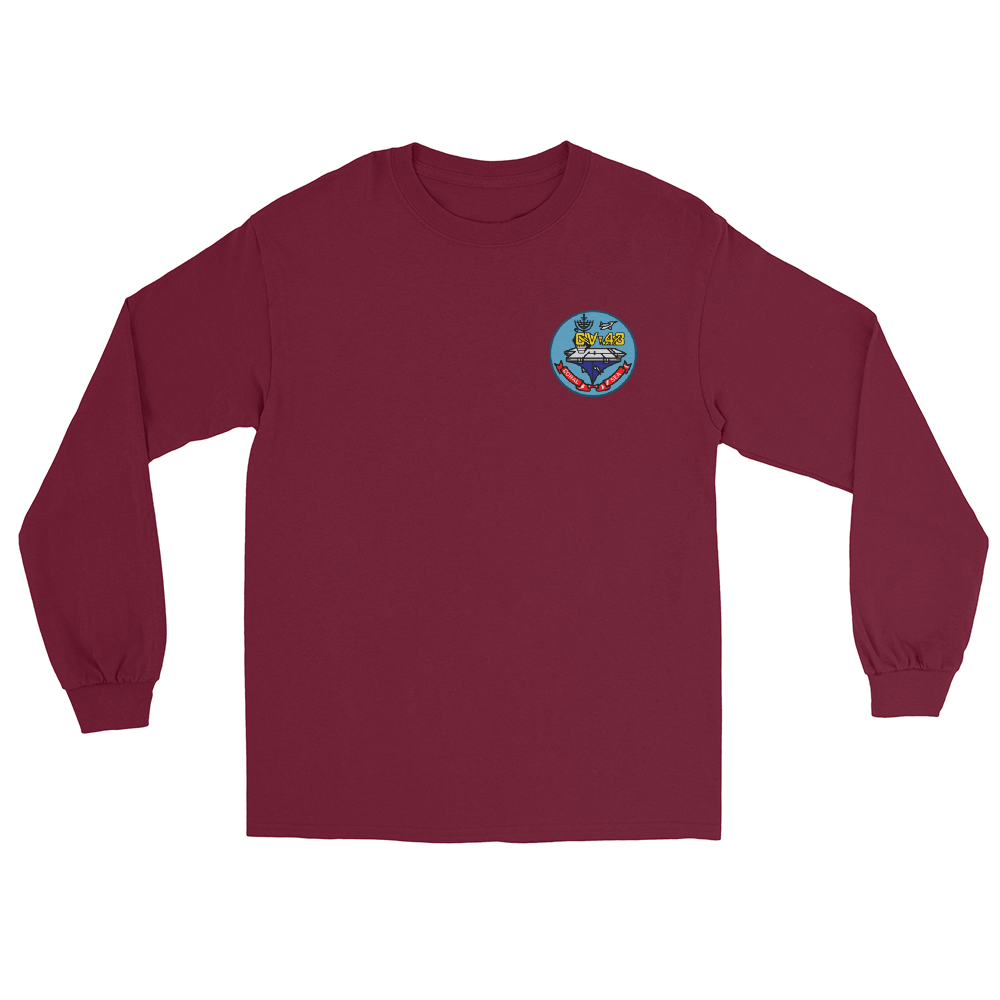 USS Coral Sea (CV-43) Ship's Crest Long Sleeve Shirt – front view, maroon
