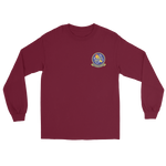 USS Franklin D. Roosevelt (CVB/CVA/CV-42) Ship's Crest Long Sleeve T-Shirt – front view, maroon