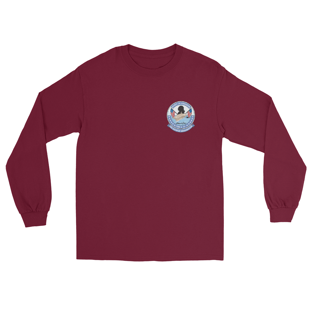 USS George Washington (CVN-73) Ship's Crest Long Sleeve Shirt – front view, maroon
