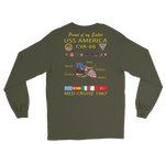 USS America (CVA-66) 1967 Long Sleeve Cruise Shirt - FAMILY – back view, military green